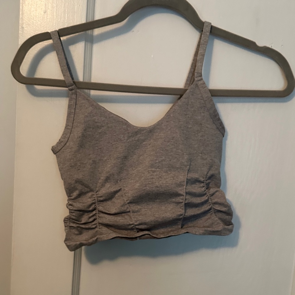 FP Movement by Free People Grey Ruched Cropped Tank